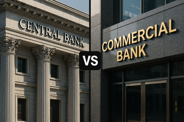 الفرق بين البنوك المركزية والبنوك التجارية